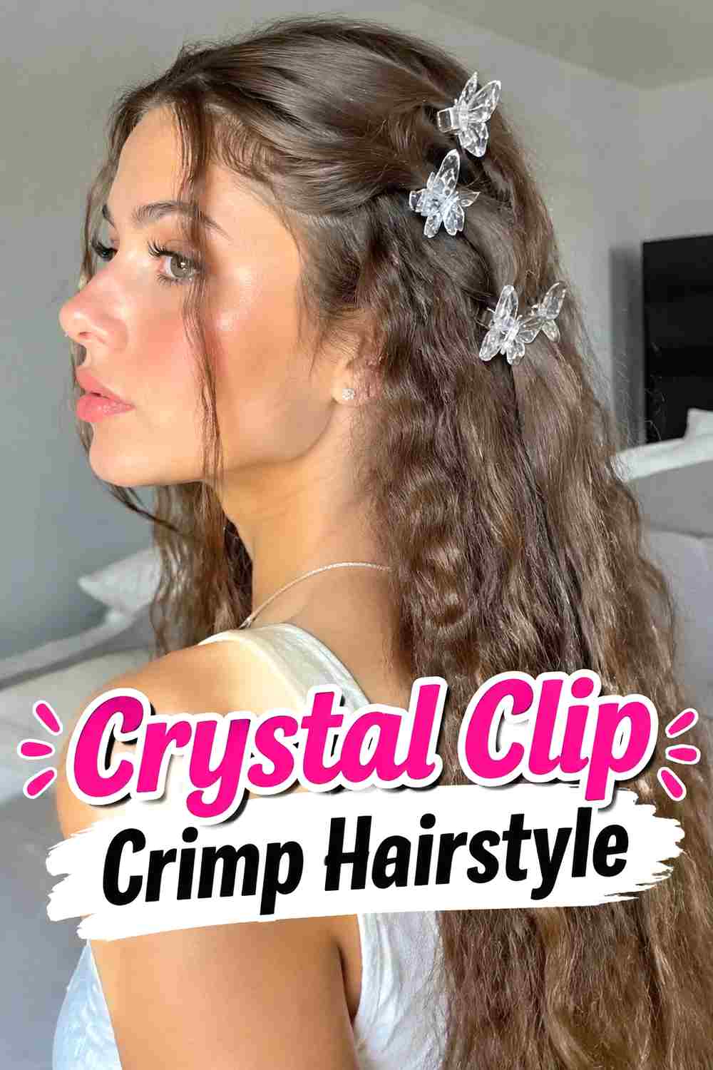 10. Crystal Clip Crimp Hairstyle