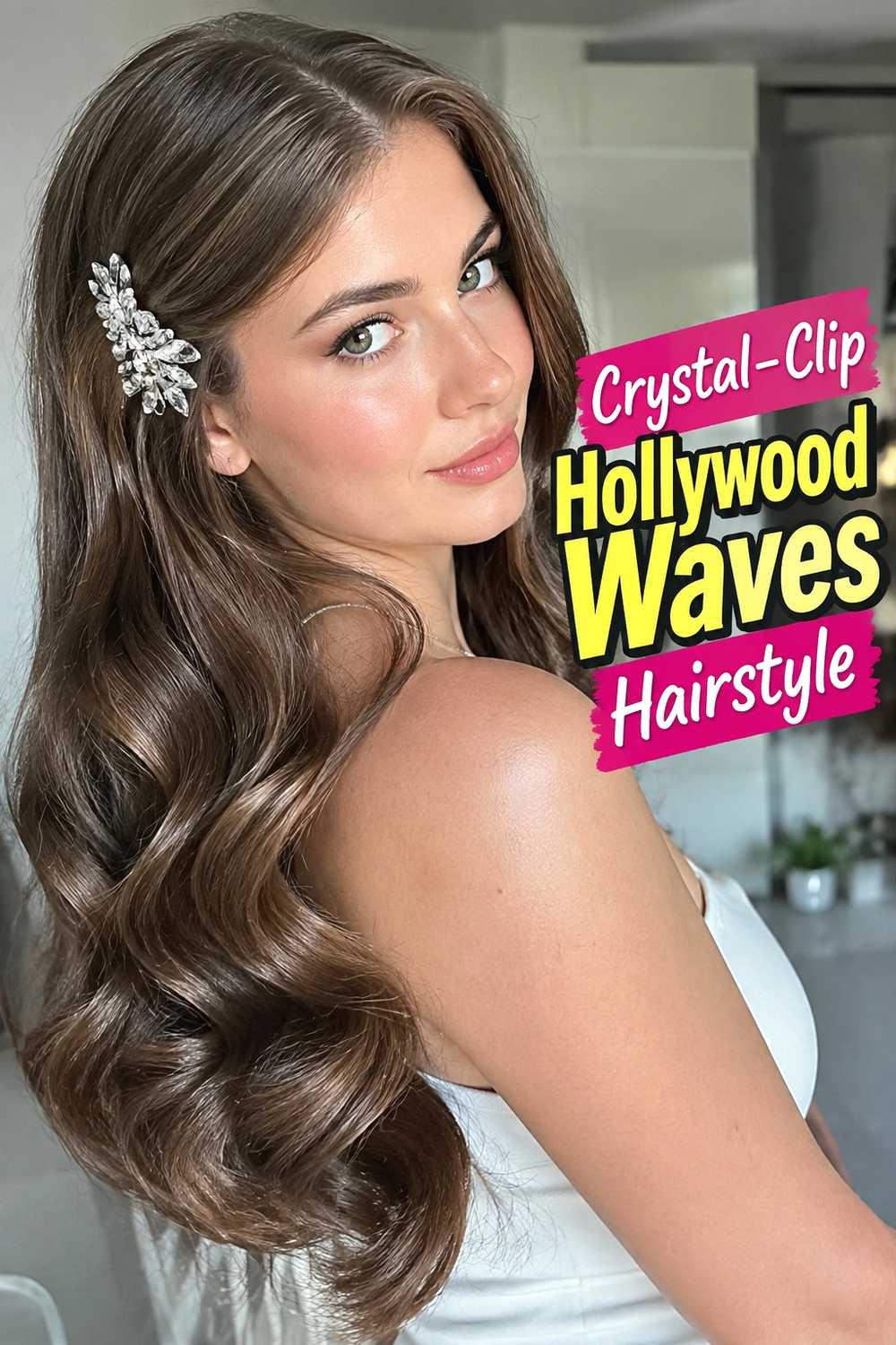 2. Crystal Clip Hollywood Waves Hairstyle