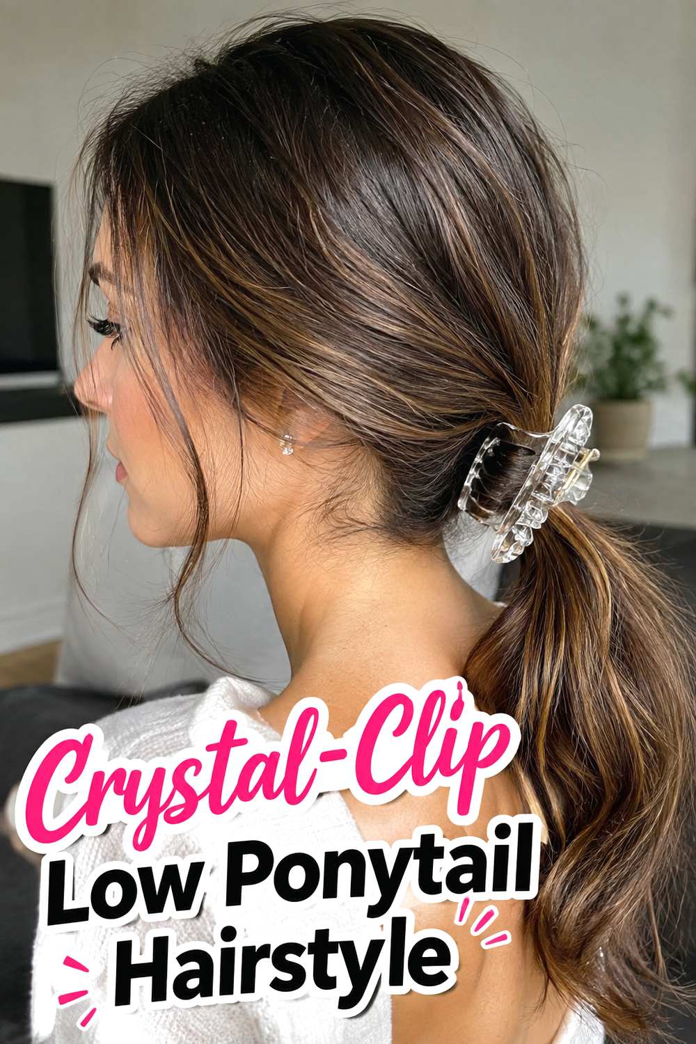 Crystal-Clip Low Ponytail Hairstyle