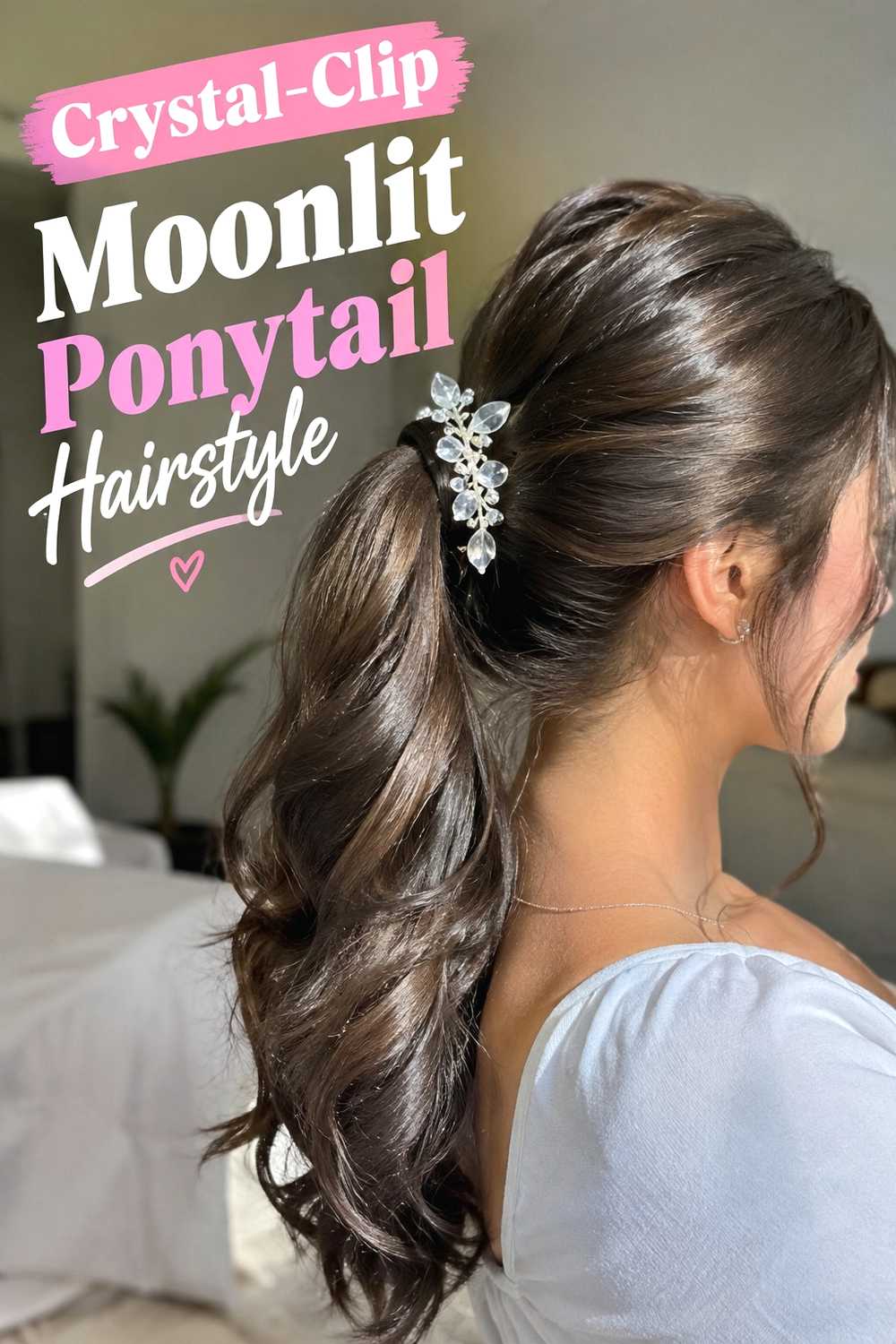 14. Crystal Clip Moonlit Ponytail Hairstyle