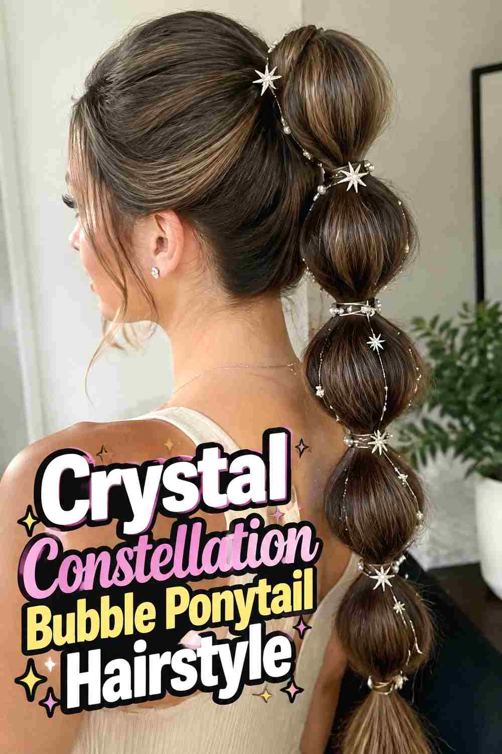 3. Crystal Constellation Bubble Ponytail Hairstyle