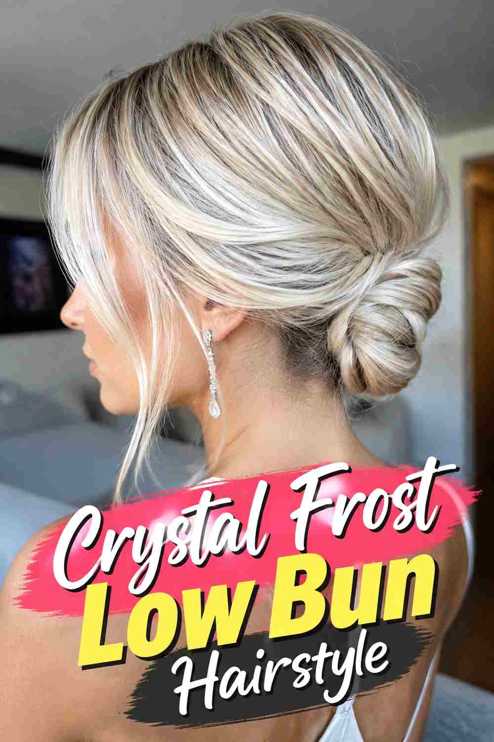 1. Crystal Frost Low Bun Hairstyle