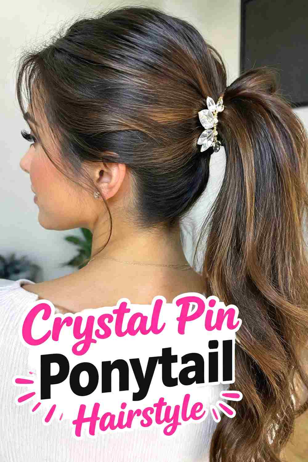 4. Crystal Pin Ponytail Hairstyle