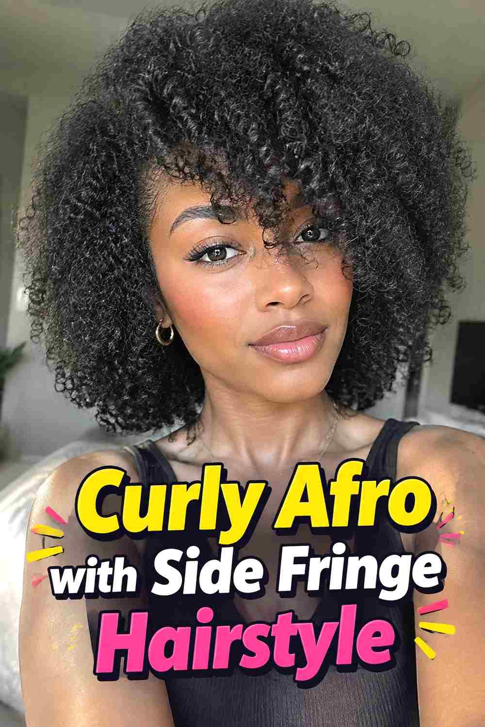 14. Curly Afro With Side Fringe Hairstyle