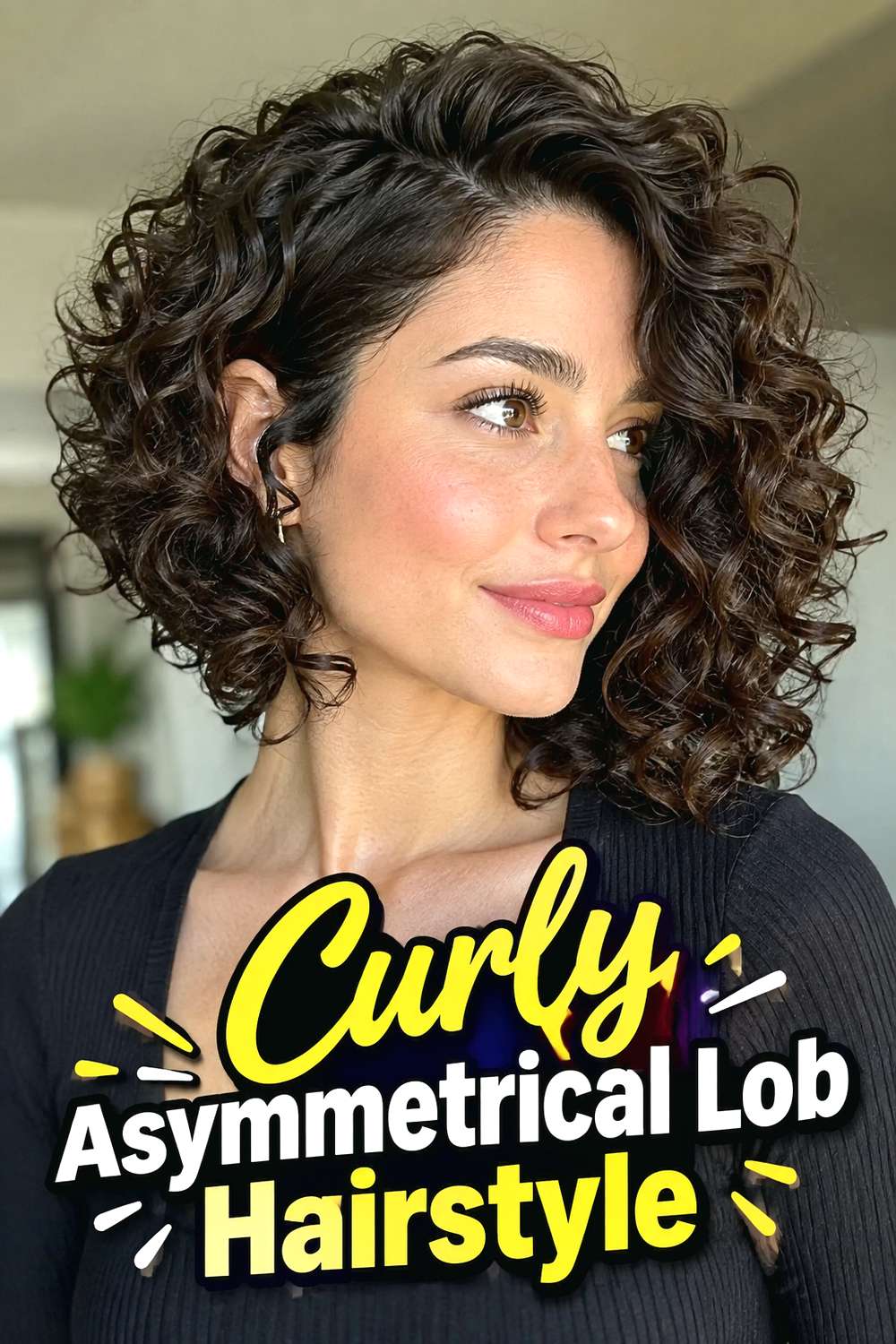 Curly Asymmetrical Lob Hairstyle