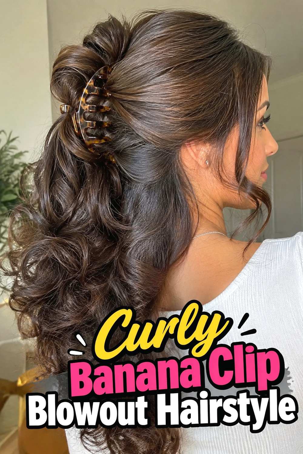 6. Curly Banana Clip Blowout Hairstyle
