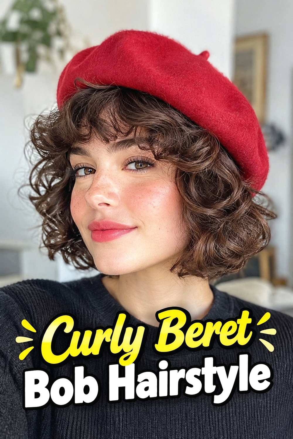 5. Curly Beret Bob Hairstyle