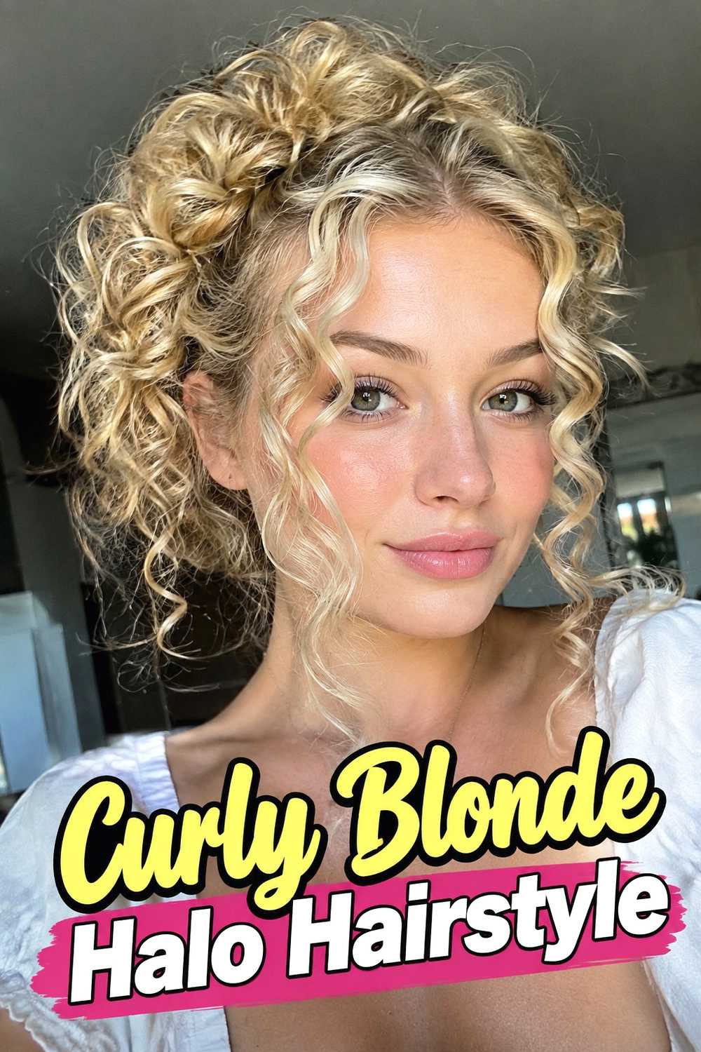 16. Curly Blonde Halo Hairstyle