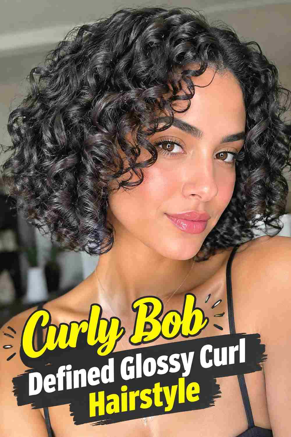13. Curly Bob Defined Glossy Curl Hairstyle