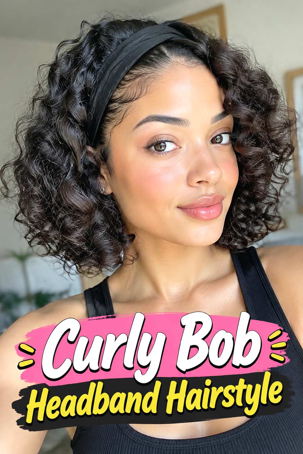 Curly Bob Headband Hairstyle