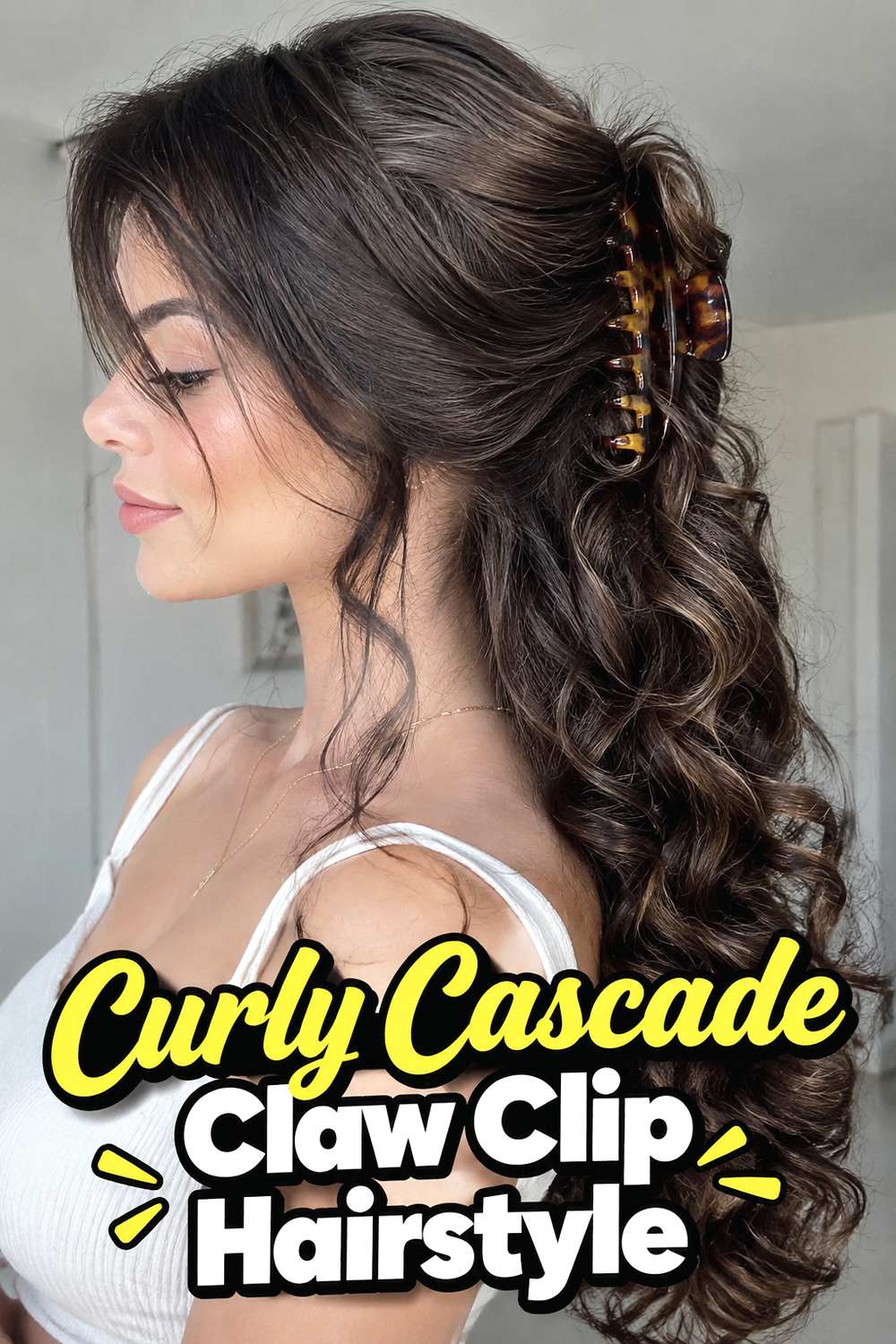 Curly Cascade Claw Clip Hairstyle