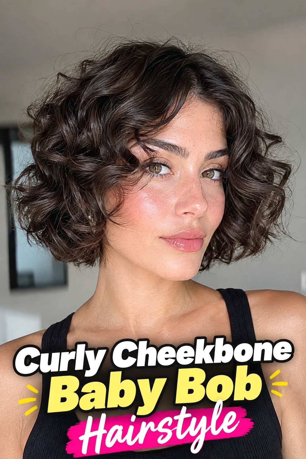 9. Curly Cheekbone Baby Bob Hairstyle