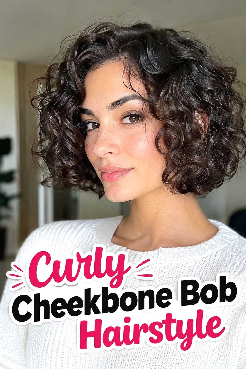 10. Curly Cheekbone Bob Hairstyle