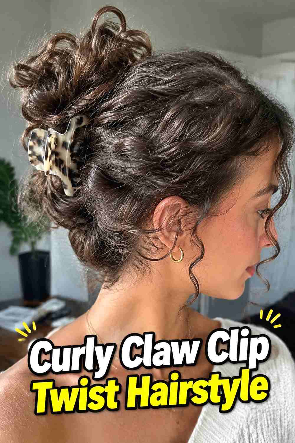 11. Curly Claw Clip Twist Hairstyle