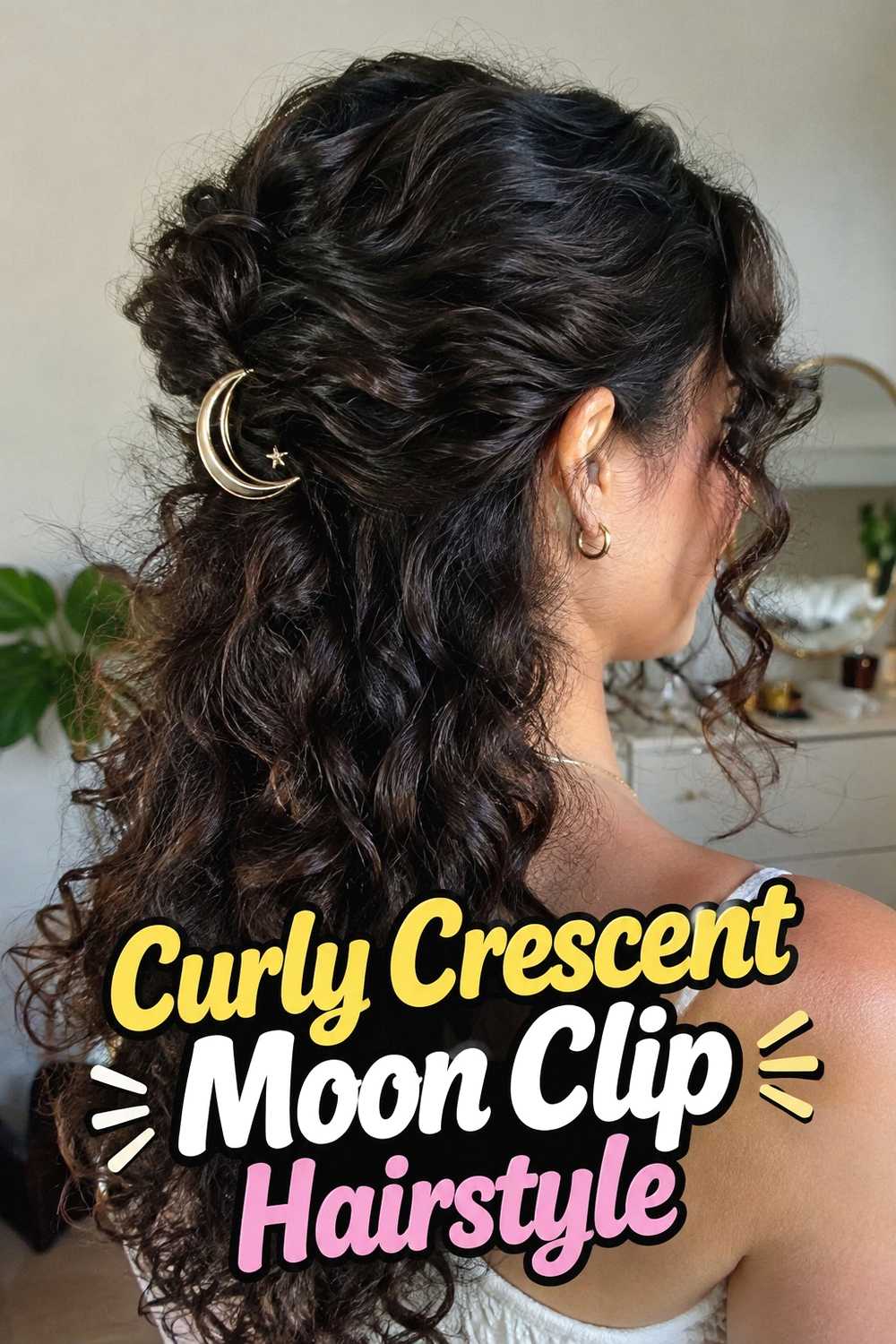 7. Curly Crescent Moon Clip Hairstyle