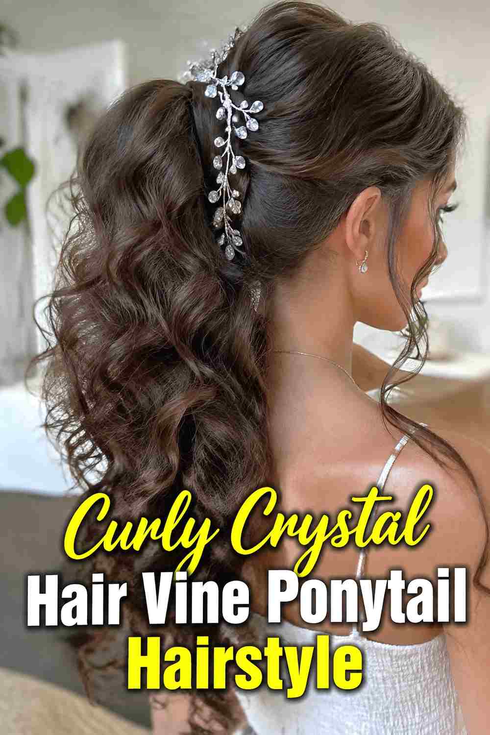 12. Curly Crystal Hair Vine Ponytail Hairstyle