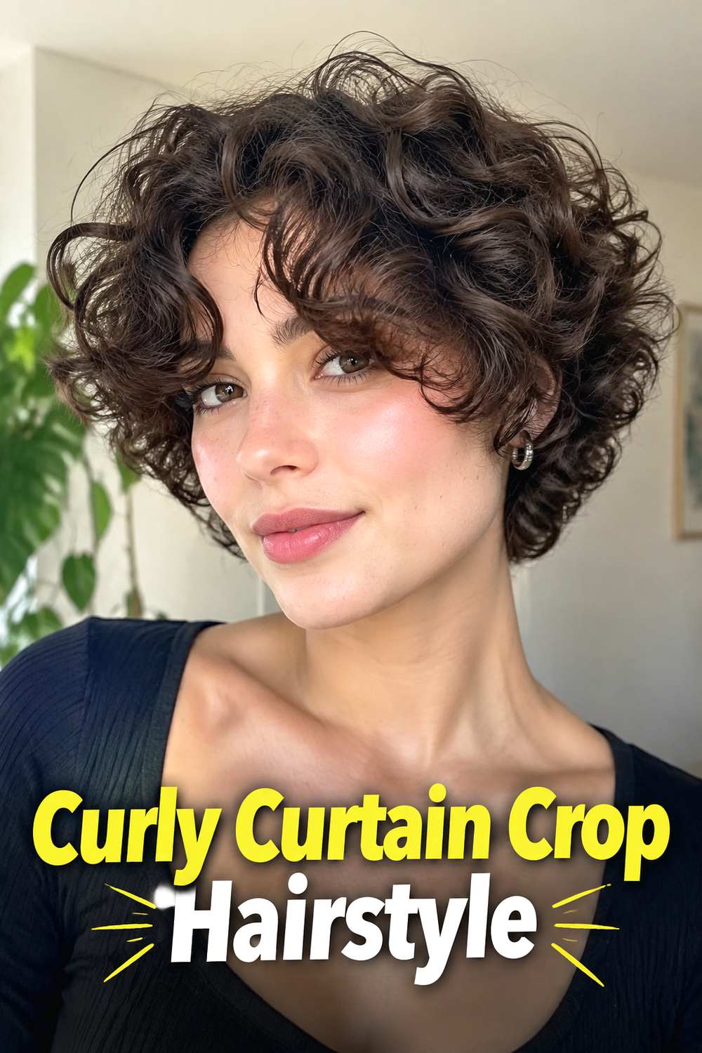 Curly Curtain Crop Hairstyle