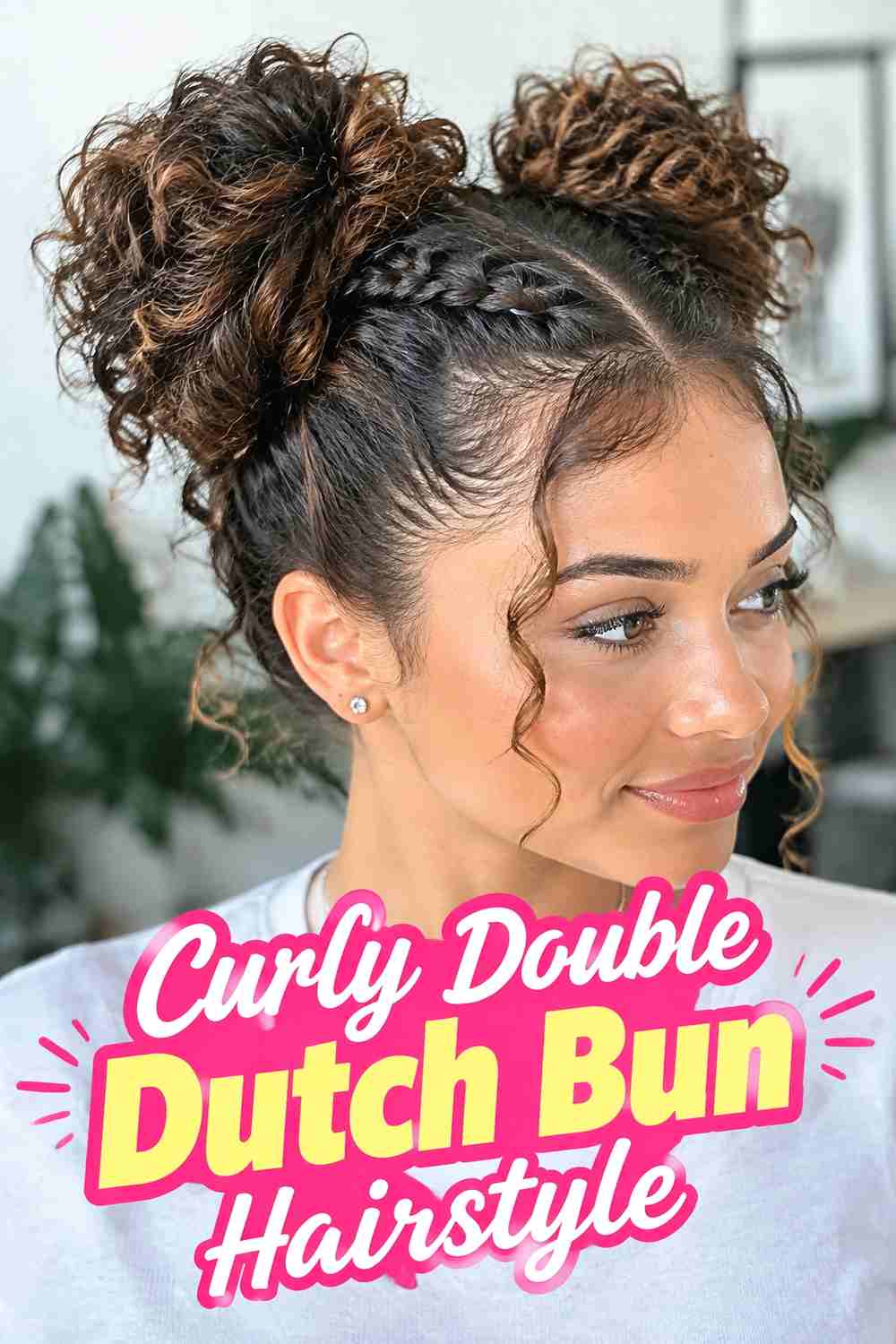 10. Curly Double Dutch Bun Hairstyle