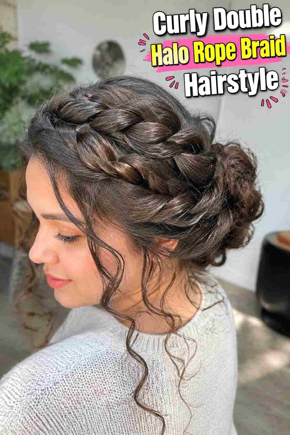6. Curly Double Halo Rope Braid Hairstyle