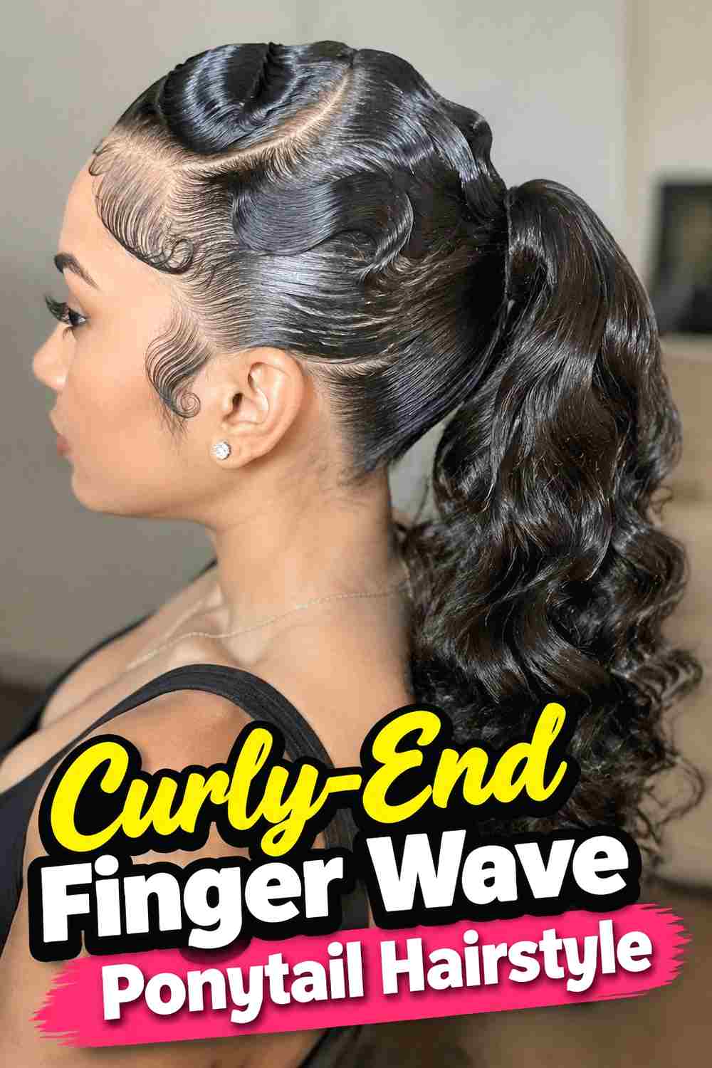 7. Curly End Finger Wave Ponytail Hairstyle