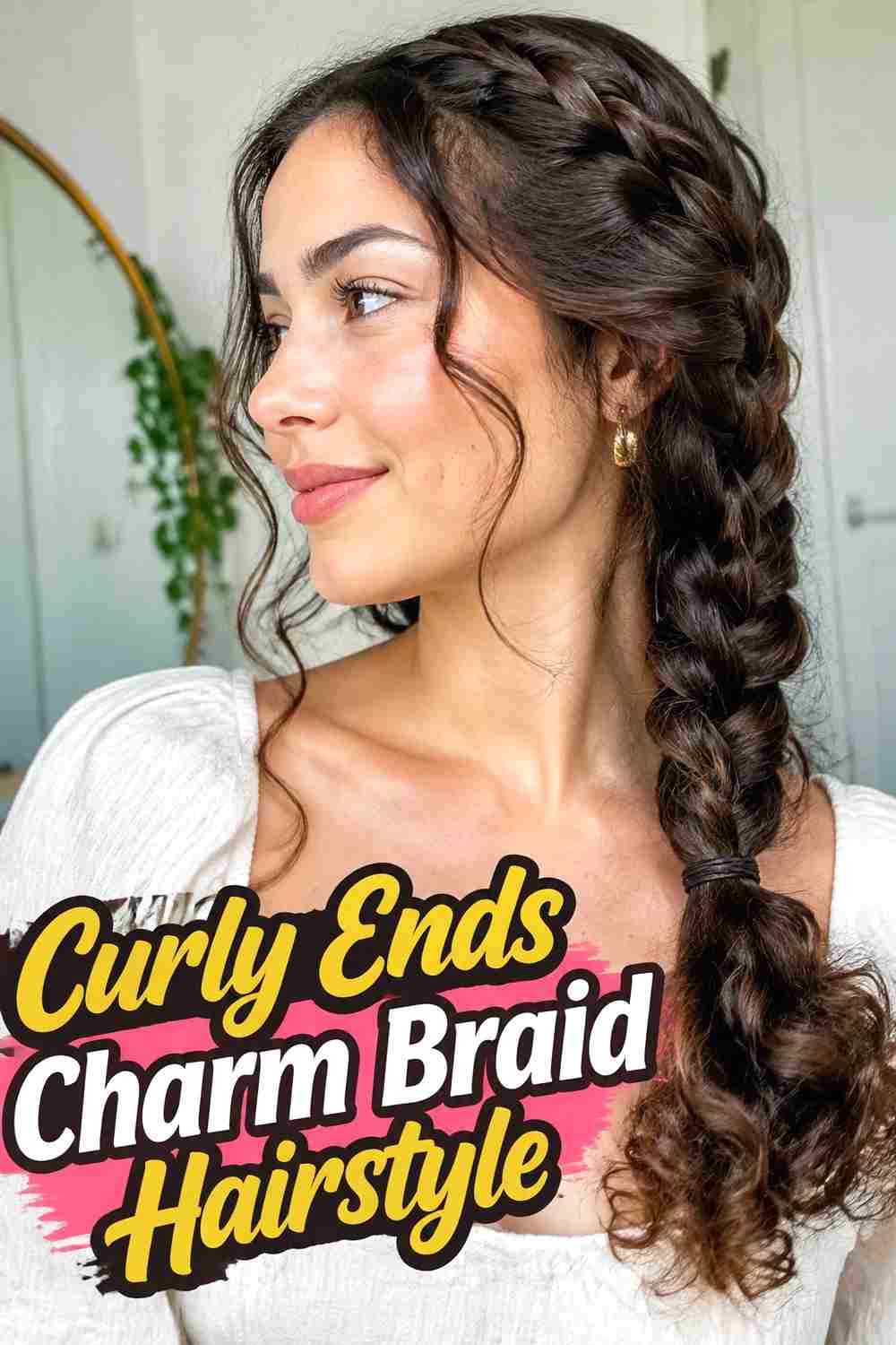 9. Curly Ends Charm Braid Hairstyle