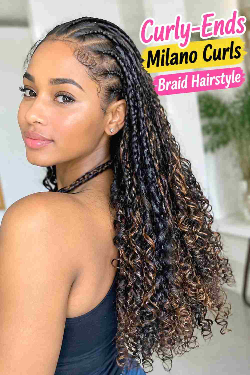 10. Curly Ends Milano Curls Braid Hairstyle