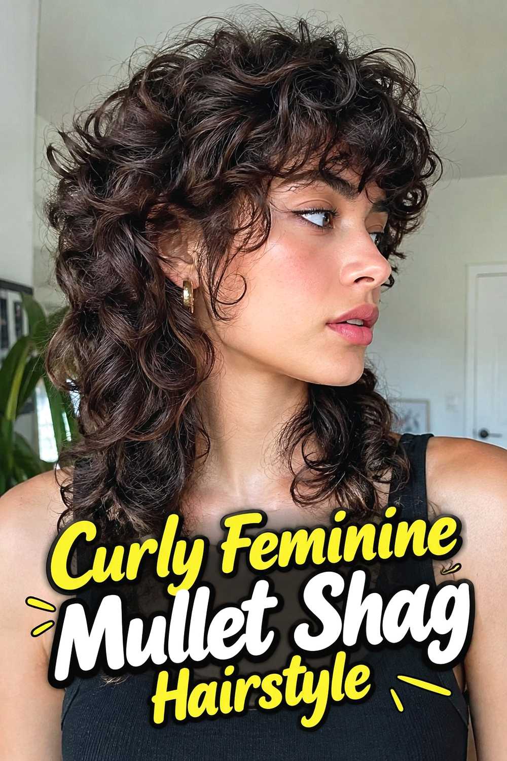 3. Curly Feminine Mullet Shag Hairstyle