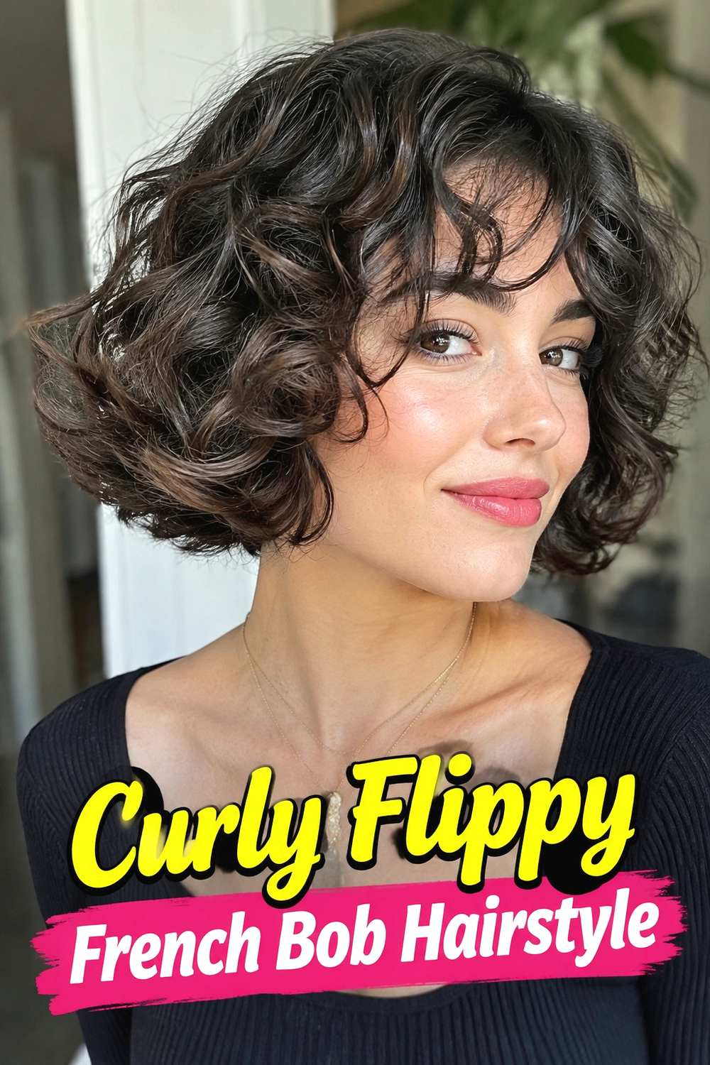 9. Curly Flippy French Bob Hairstyle