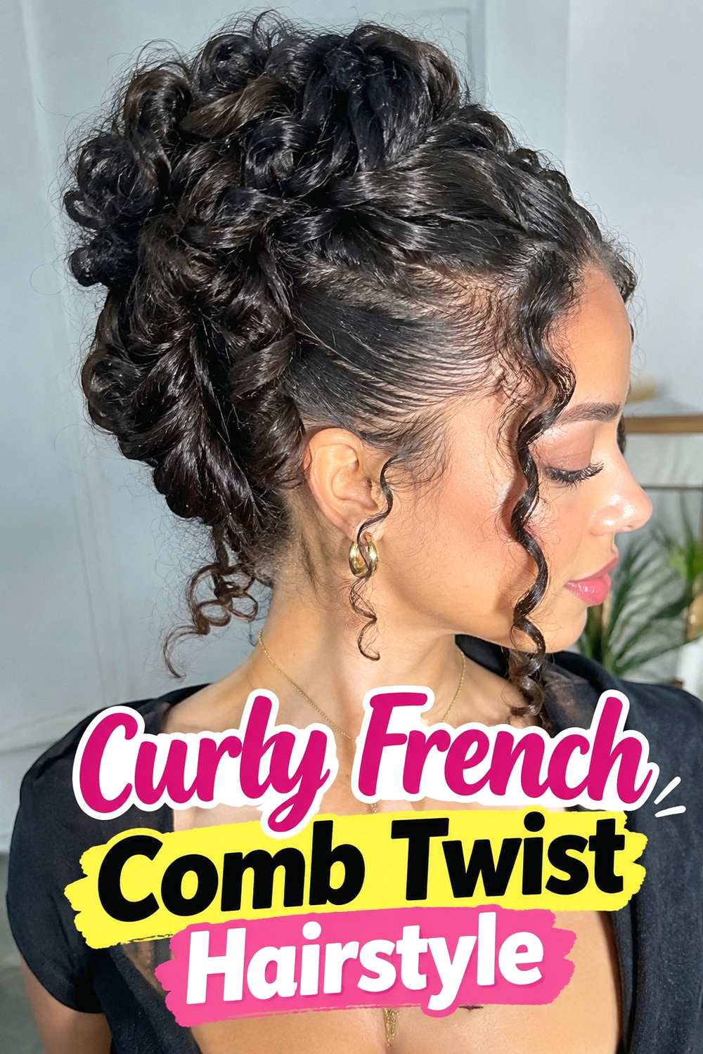8. Curly French Comb Twist Hairstyle