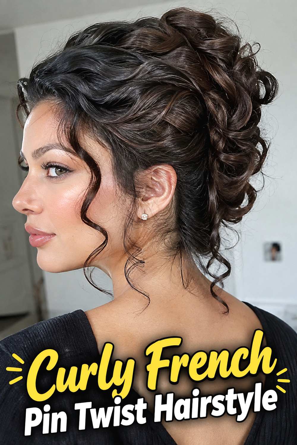 Curly French Pin Twist Hairstyle