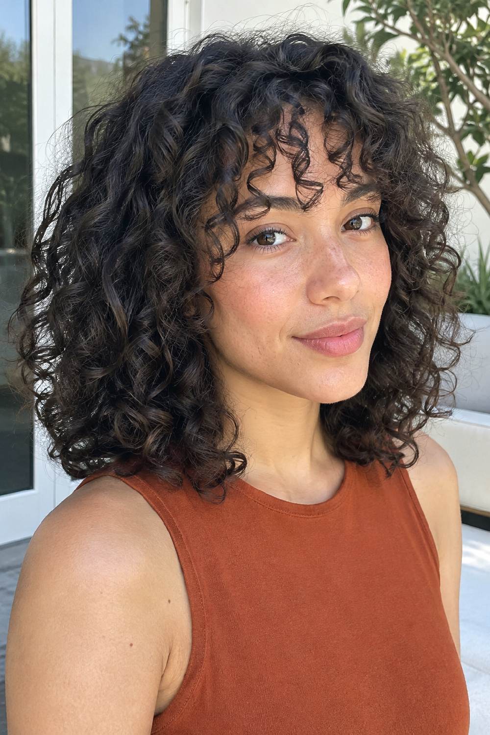 Curly French Wispy Bangs Hairstyle