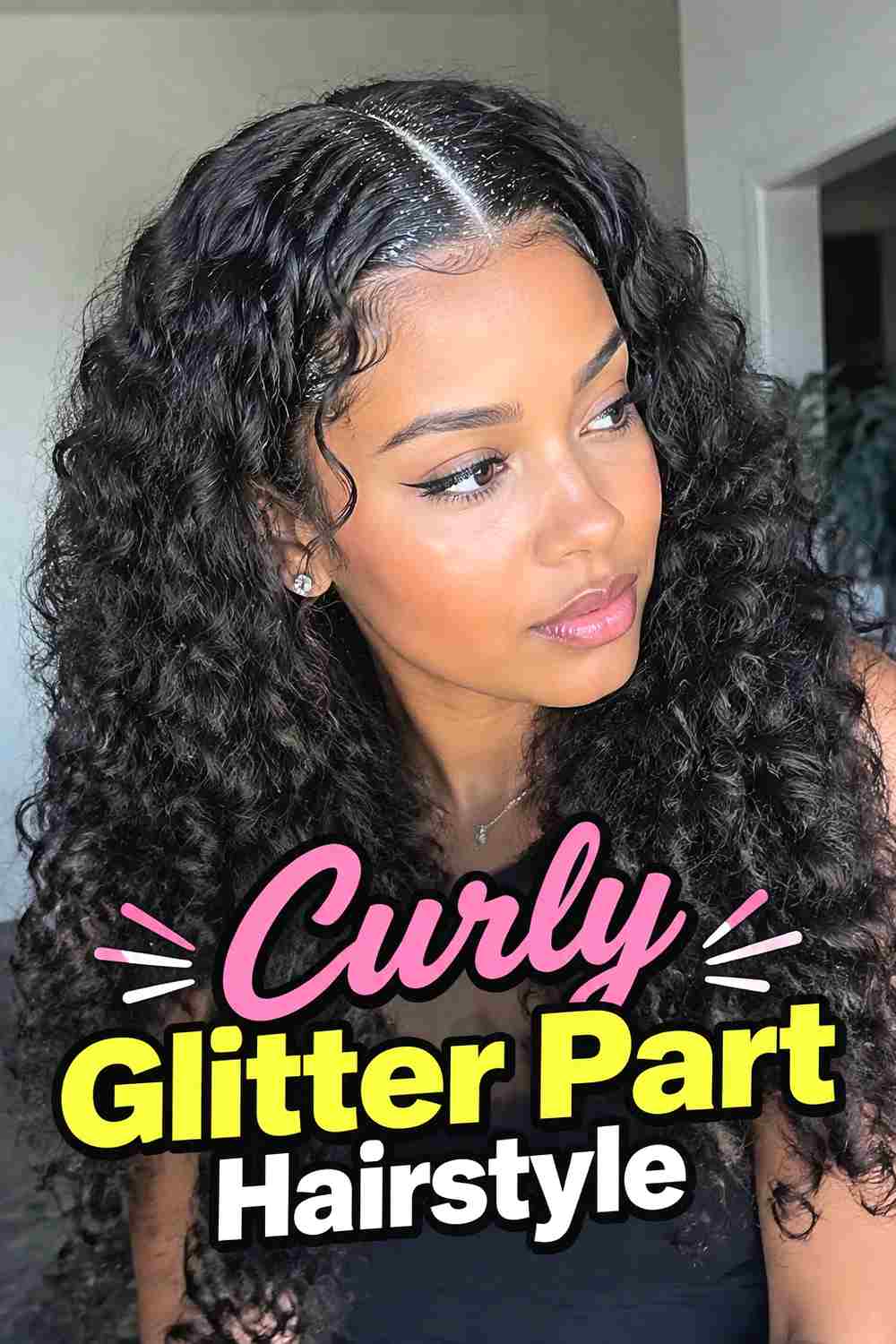 10. Curly Glitter Part Hairstyle
