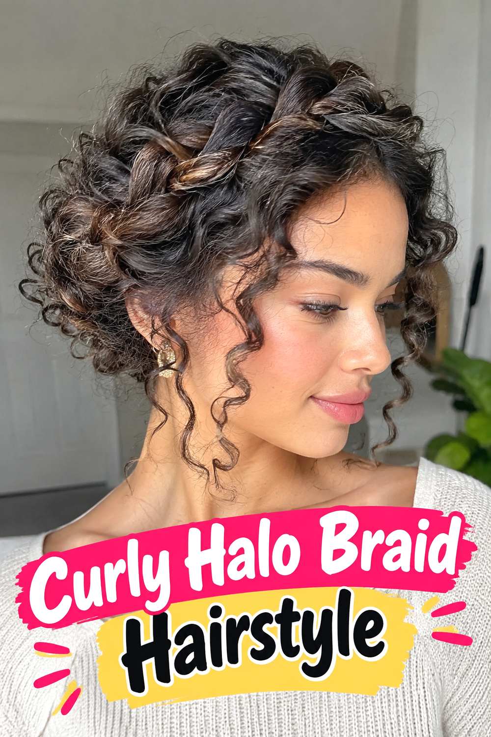 Curly Halo Braid Hairstyle