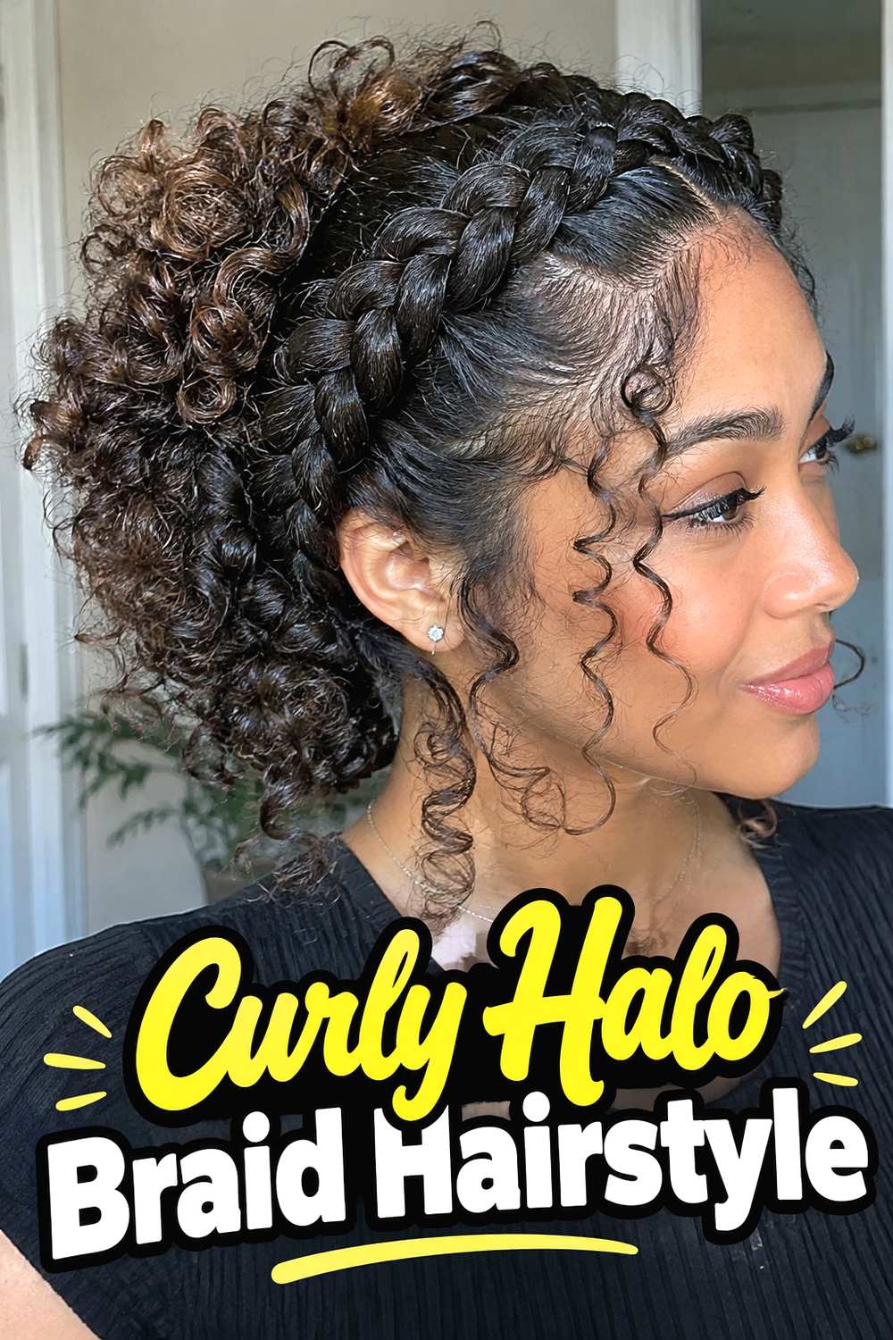Curly Halo Braid Hairstyle