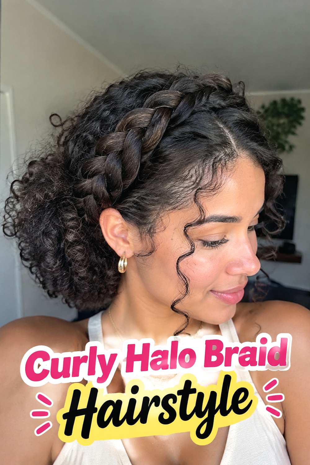 Curly Halo Braid Hairstyle