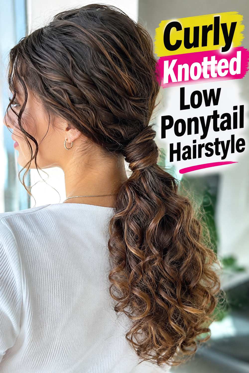 Curly Knotted Low Ponytail Hairstyle