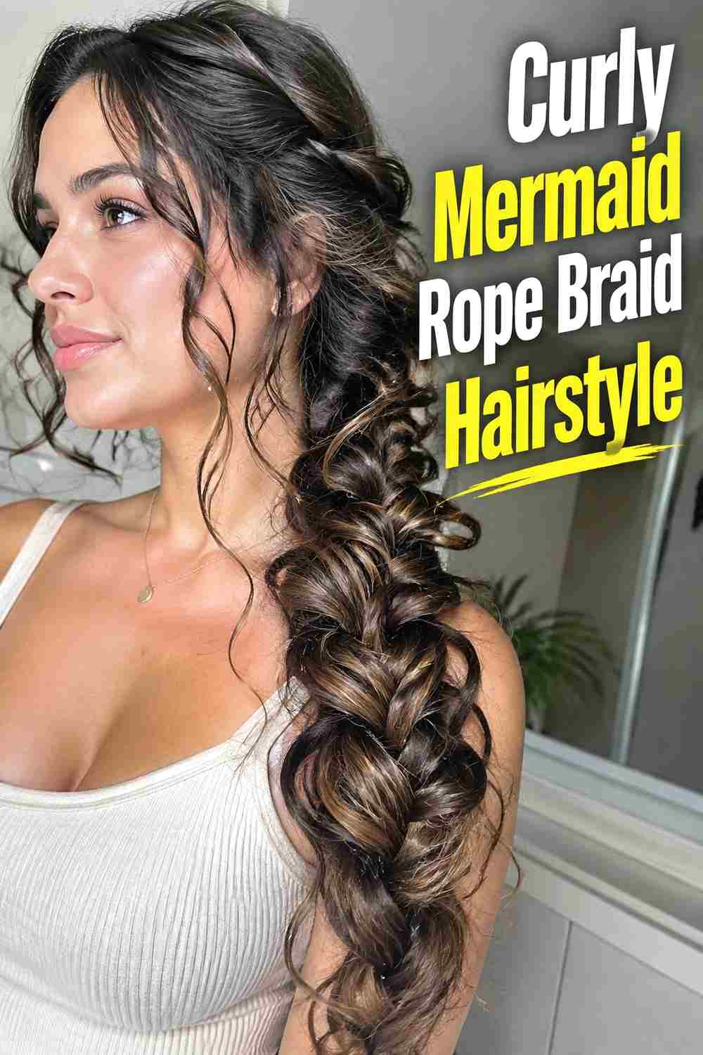 13. Curly Mermaid Rope Braid Hairstyle
