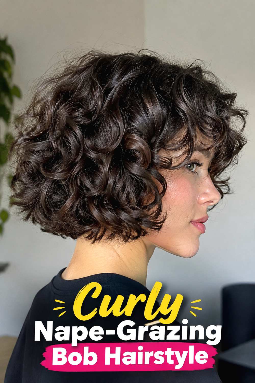 5. Curly Nape Grazing Bob Hairstyle