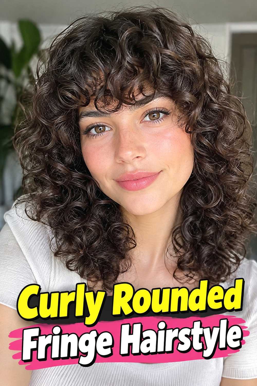 5. Curly Rounded Fringe Hairstyle