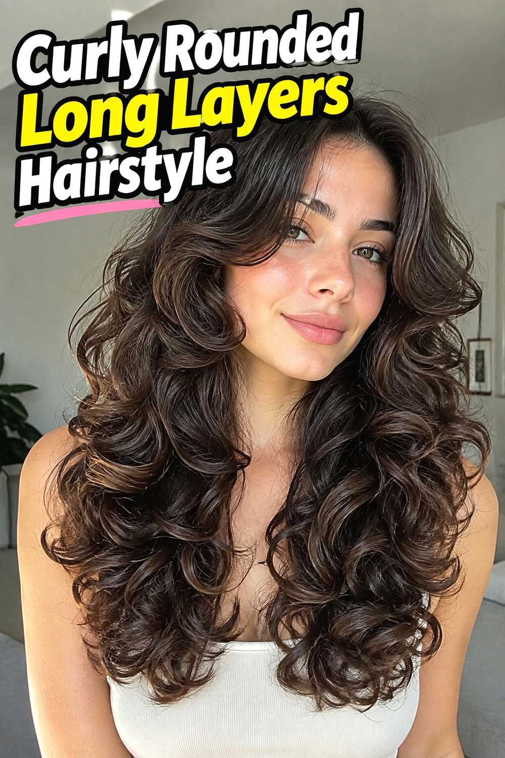 6. Curly Rounded Long Layers Hairstyle