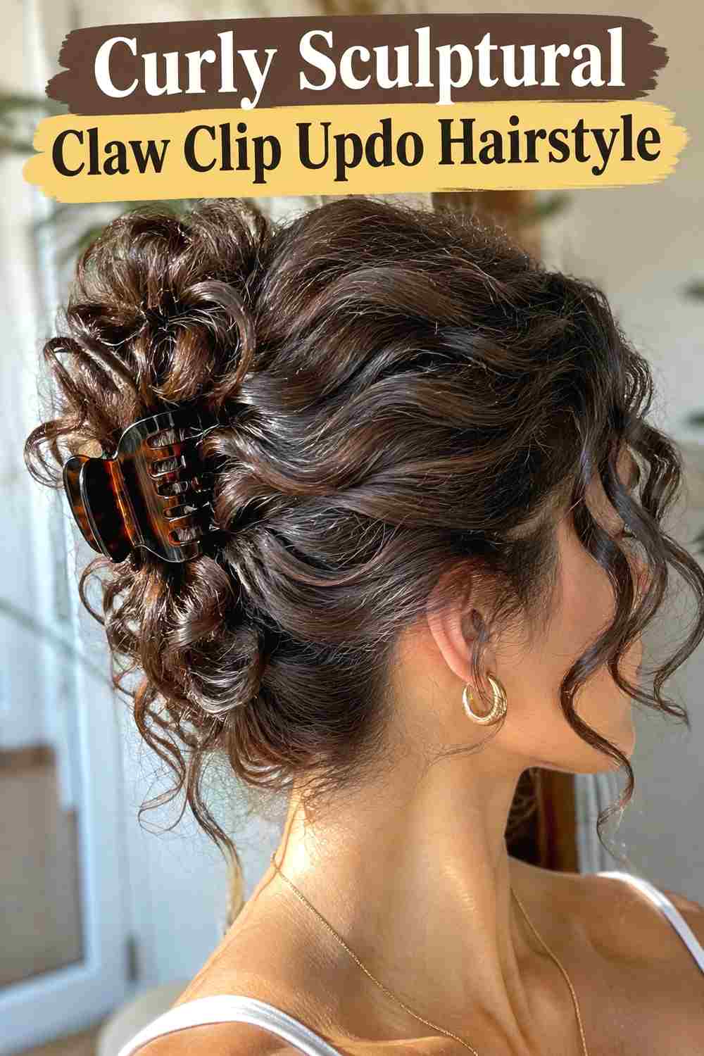 14. Curly Sculptural Claw Clip Updo Hairstyle