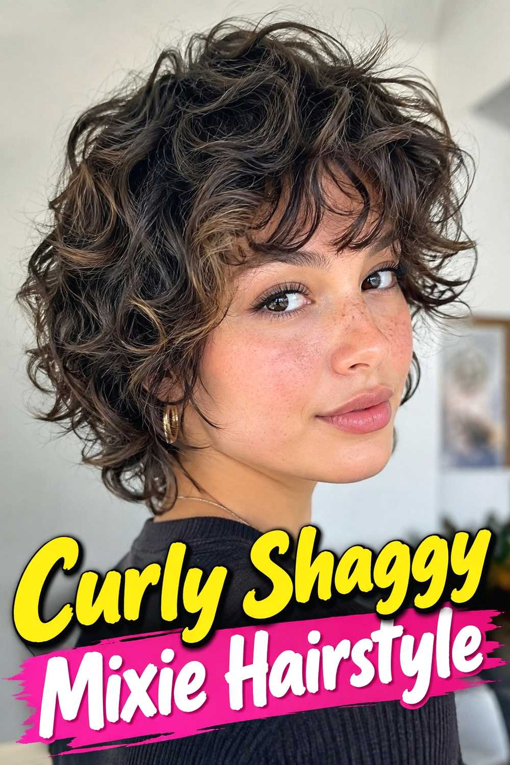 3. Curly Shaggy Mixie Hairstyle