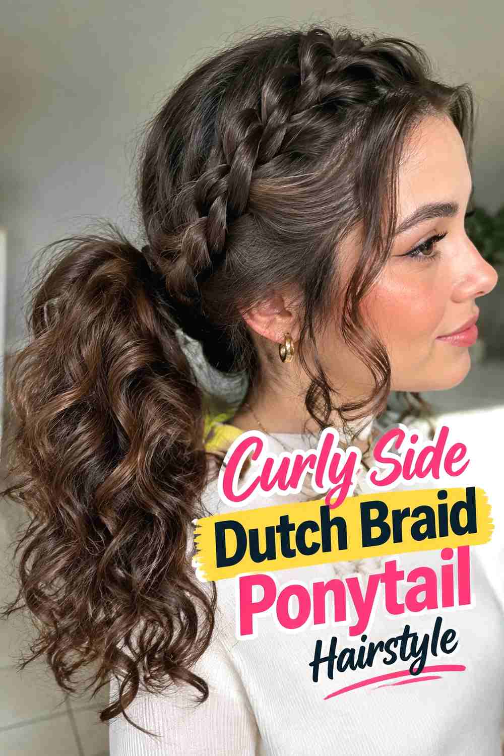 7. Curly Side Dutch Braid Ponytail Hairstyle