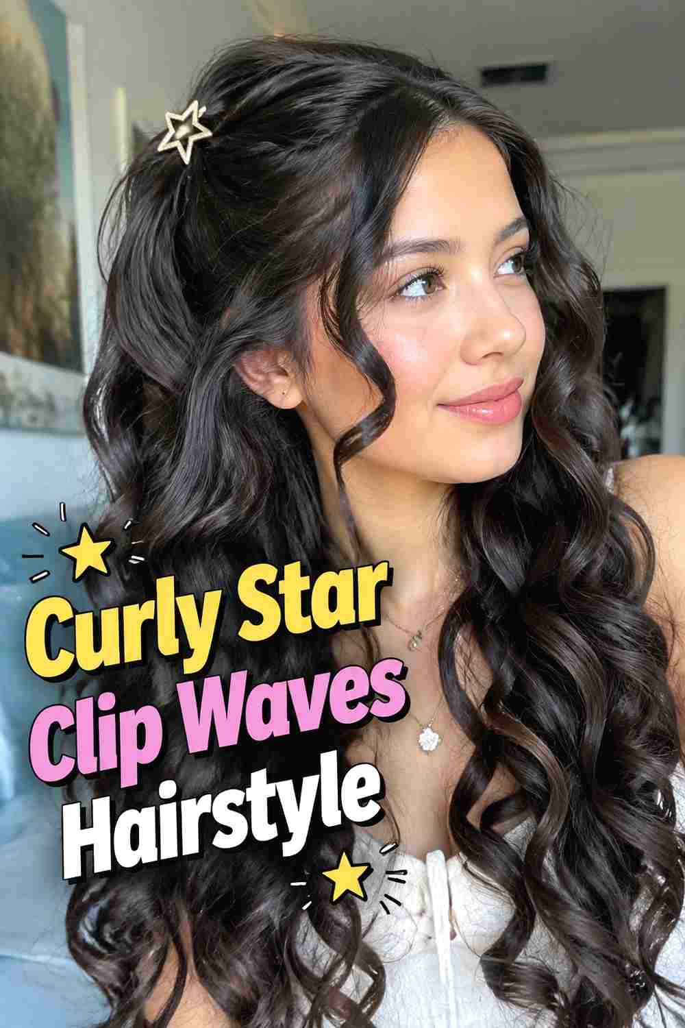 7. Curly Star Clip Waves Hairstyle
