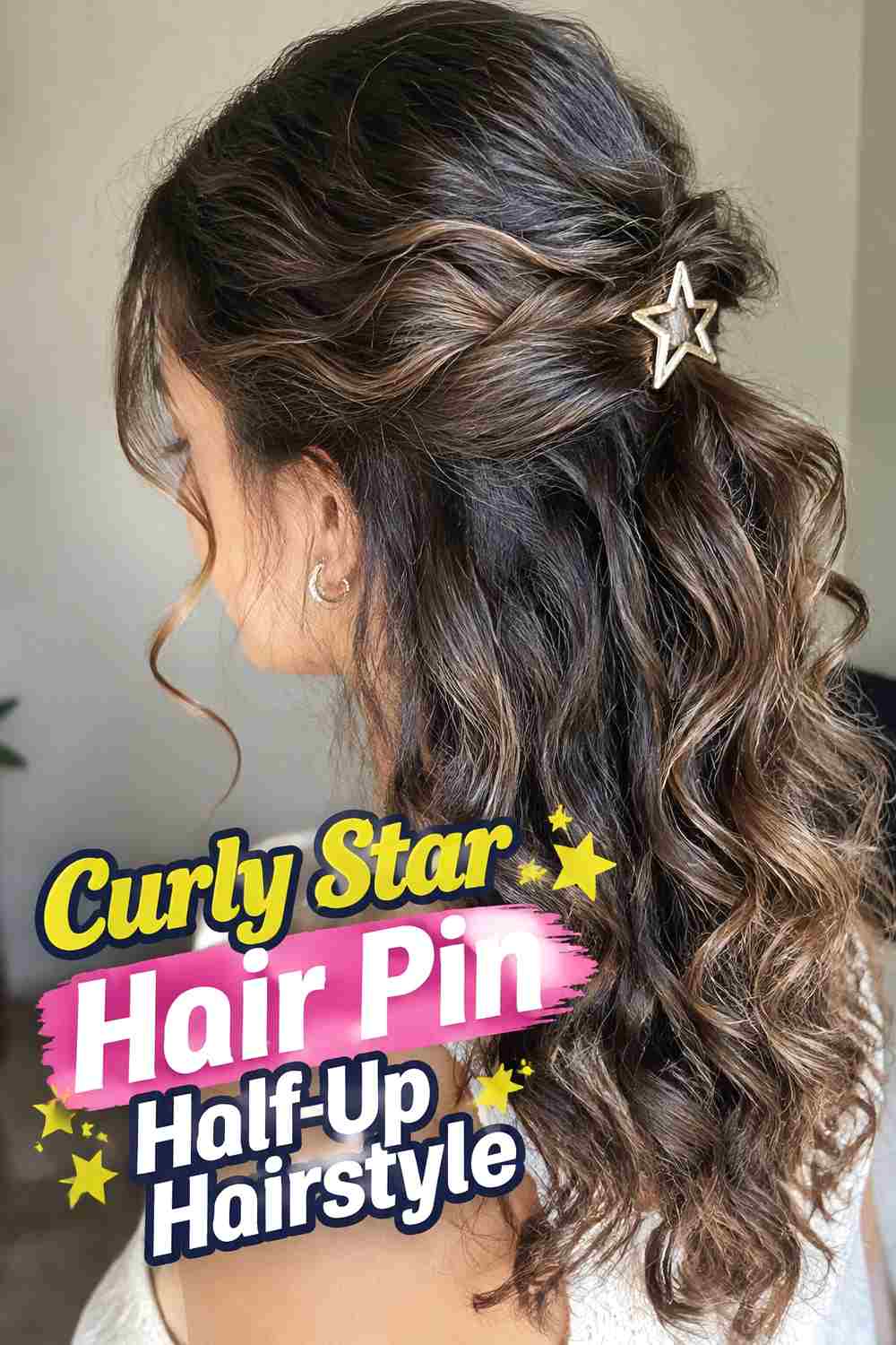 6. Curly Star Hair Pin Half Up Hairstyle