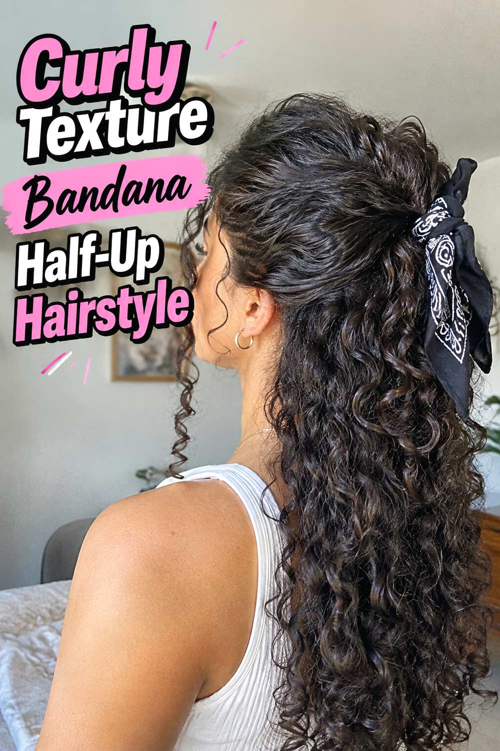 Curly Texture Bandana Half-Up Hairstyle