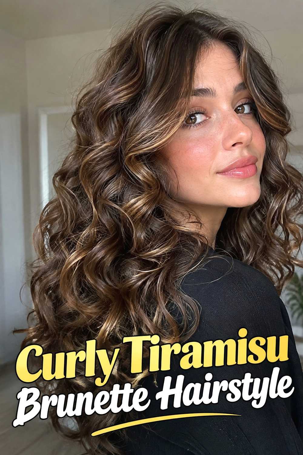 20. Curly Tiramisu Brunette Hairstyle