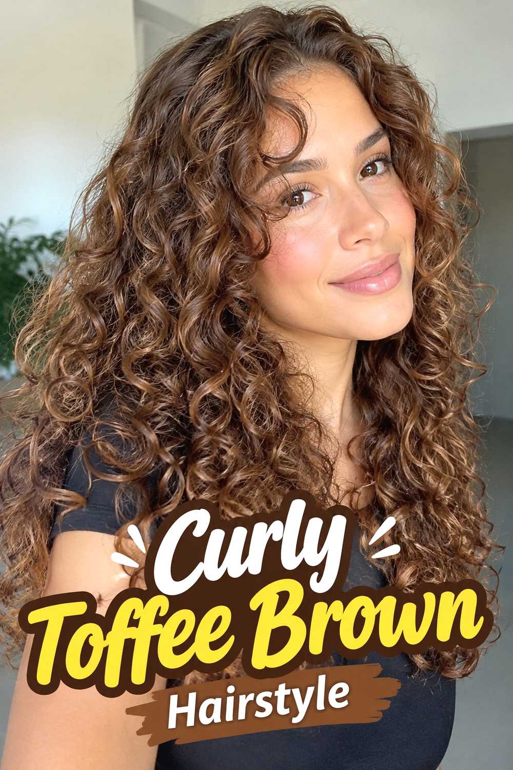 18. Curly Toffee Brown Hairstyle