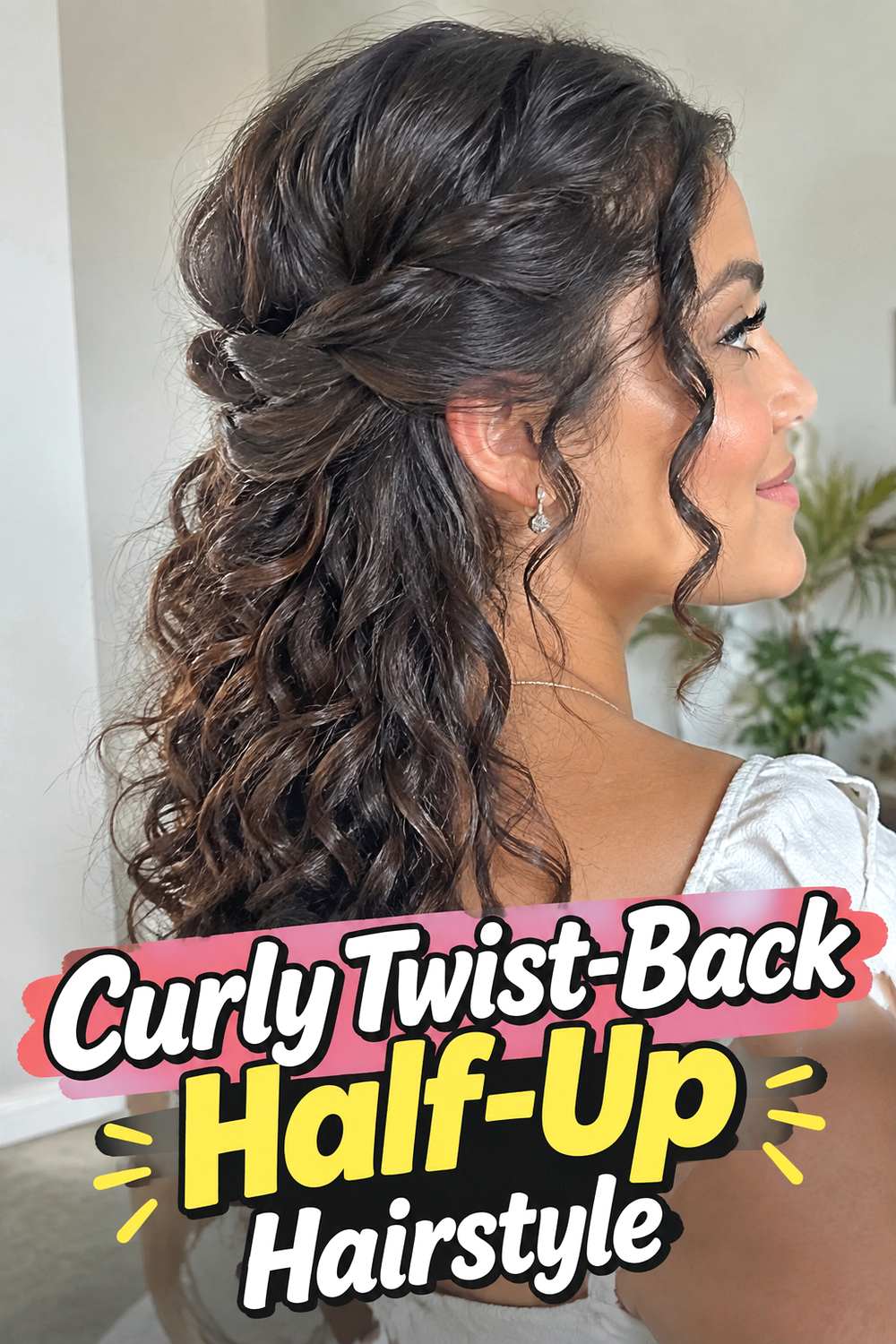 Curly Twist-Back Half-Up Hairstyle