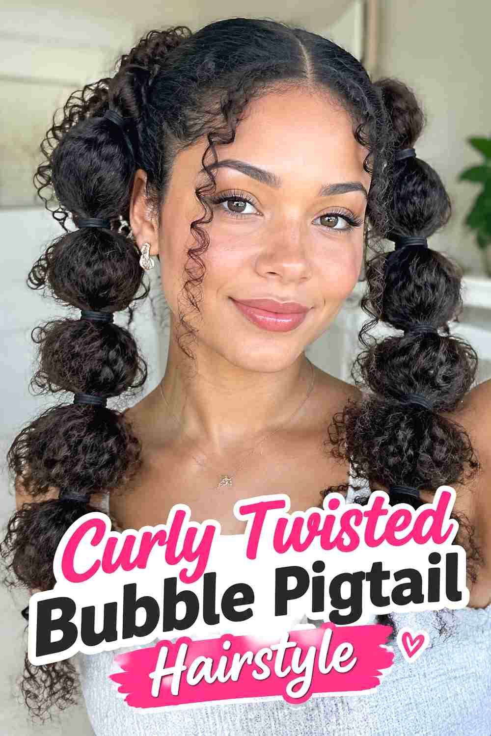 9. Curly Twisted Bubble Pigtail Hairstyle